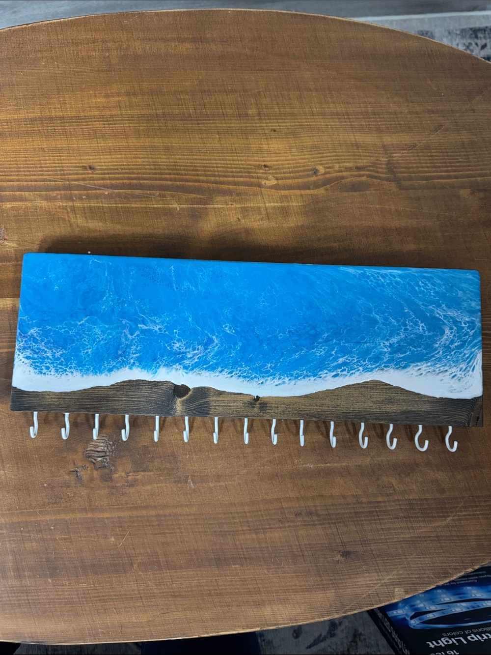 Coastal Wave Resin Wall Hook - Blue and White